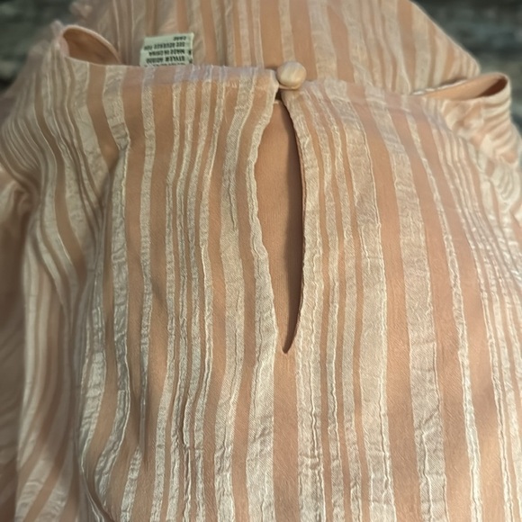 A. Calin by Flying Tomato pink ivory stripes puff sleeves layered ruffle dress S - Picture 7 of 9